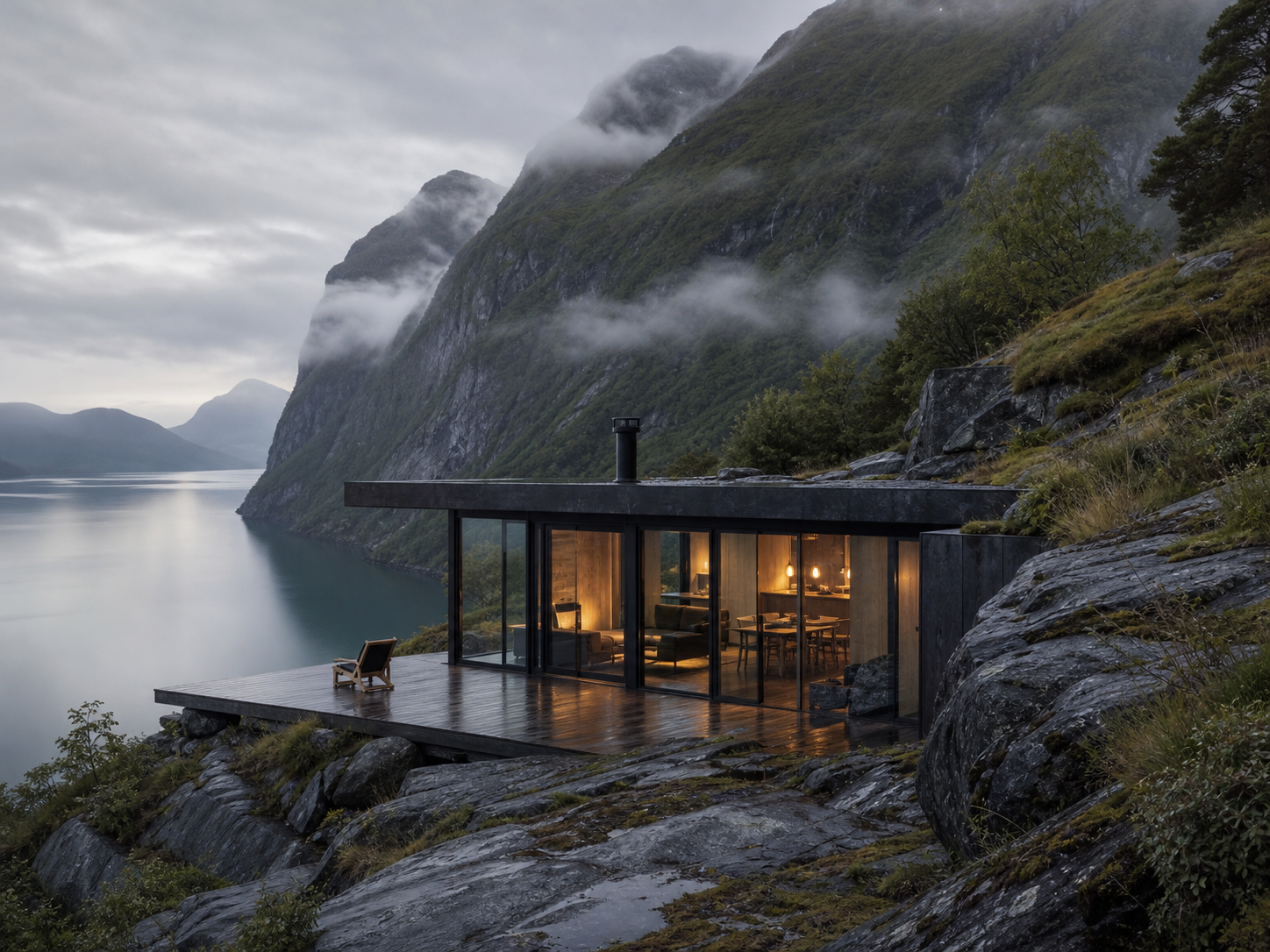 Modern cabin in a landscape
